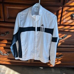 Adidas Women'’s White and Navy Windbreaker